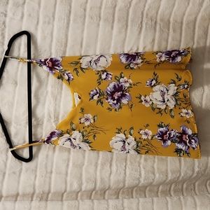 Yellow and purple floral tank top